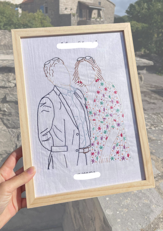 Photo de famille brodée