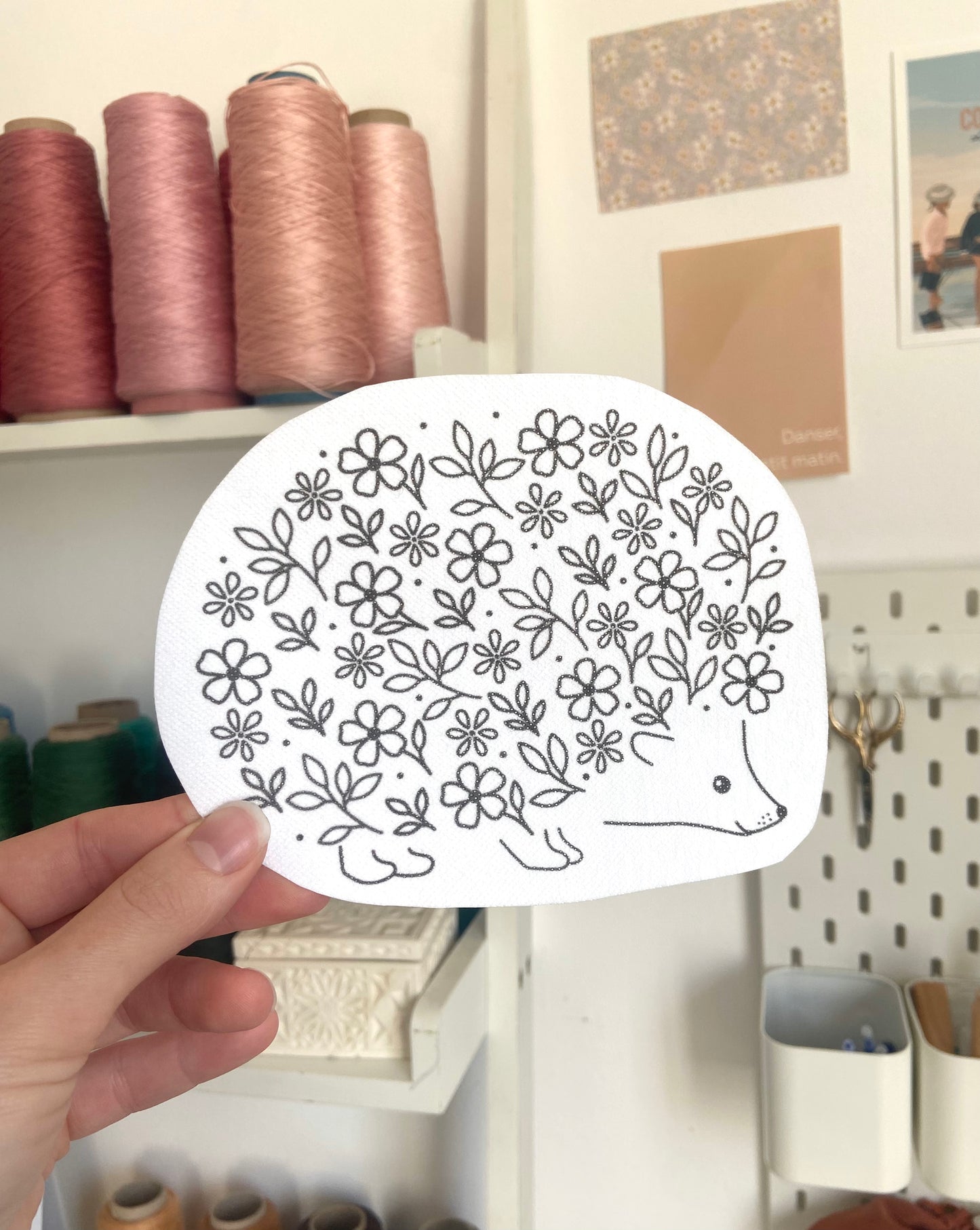 Autocollants soluble broderie - Léon le Hérisson